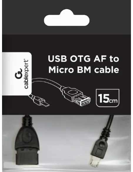 Gembird A-OTG-AFBM-03 Adaptador de Imagen micro USB-B a USB-A 15 cm Negro