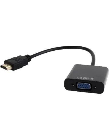Gembird A-HDMI-VGA-03 Conversor de Imagen HDMI a VGA/Jack 3.5mm Full HD 15cm Negro