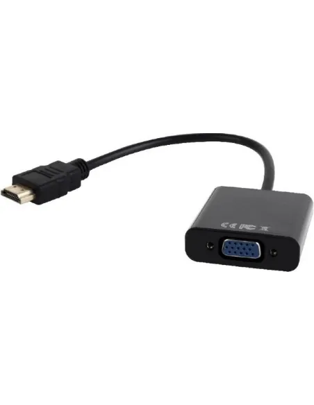 Gembird A-HDMI-VGA-03 Conversor de Imagen HDMI a VGA/Jack 3.5mm Full HD 15cm Negro