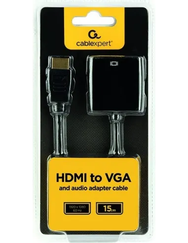 Gembird A-HDMI-VGA-03 Conversor de Imagen HDMI a VGA/Jack 3.5mm Full HD 15cm Negro