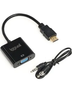 Iggual IGG317303 Adaptador de Imagen HDMI a VGA/Jack 3,5 mm Full HD 20cm Negro-AISCCI0503