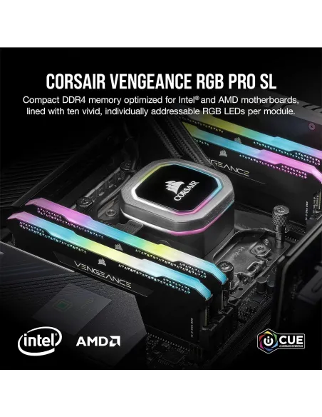 Corsair Vengeance RGB Pro SL DDR4 3600MHz PC4-28800 16GB (2x8GB) CL18 Gris