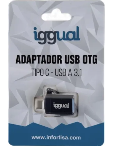 Iggual IGG318409 Adaptador de Imagen USB-C a USB-A Negro