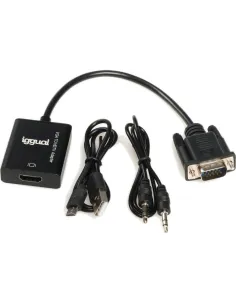 Iggual IGG317297 Adaptador de Imagen VGA a HDMI/Jack 3.5mm/microUSB Full HD 25 cm Negro-AISCCI0504