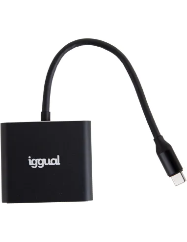 Iggual IGG318461HUB USB-C a HDMI 4K/USB-C PD/USB-A 18cm Negro