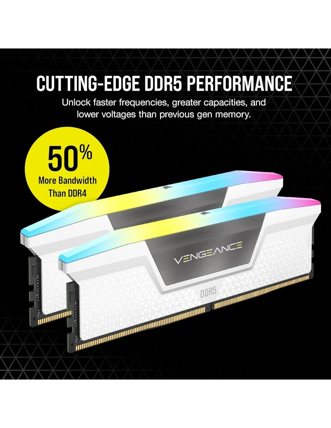 Corsair Vengeance RGB DDR5 5600MHz 32GB (2x16GB) CL40 Blanca