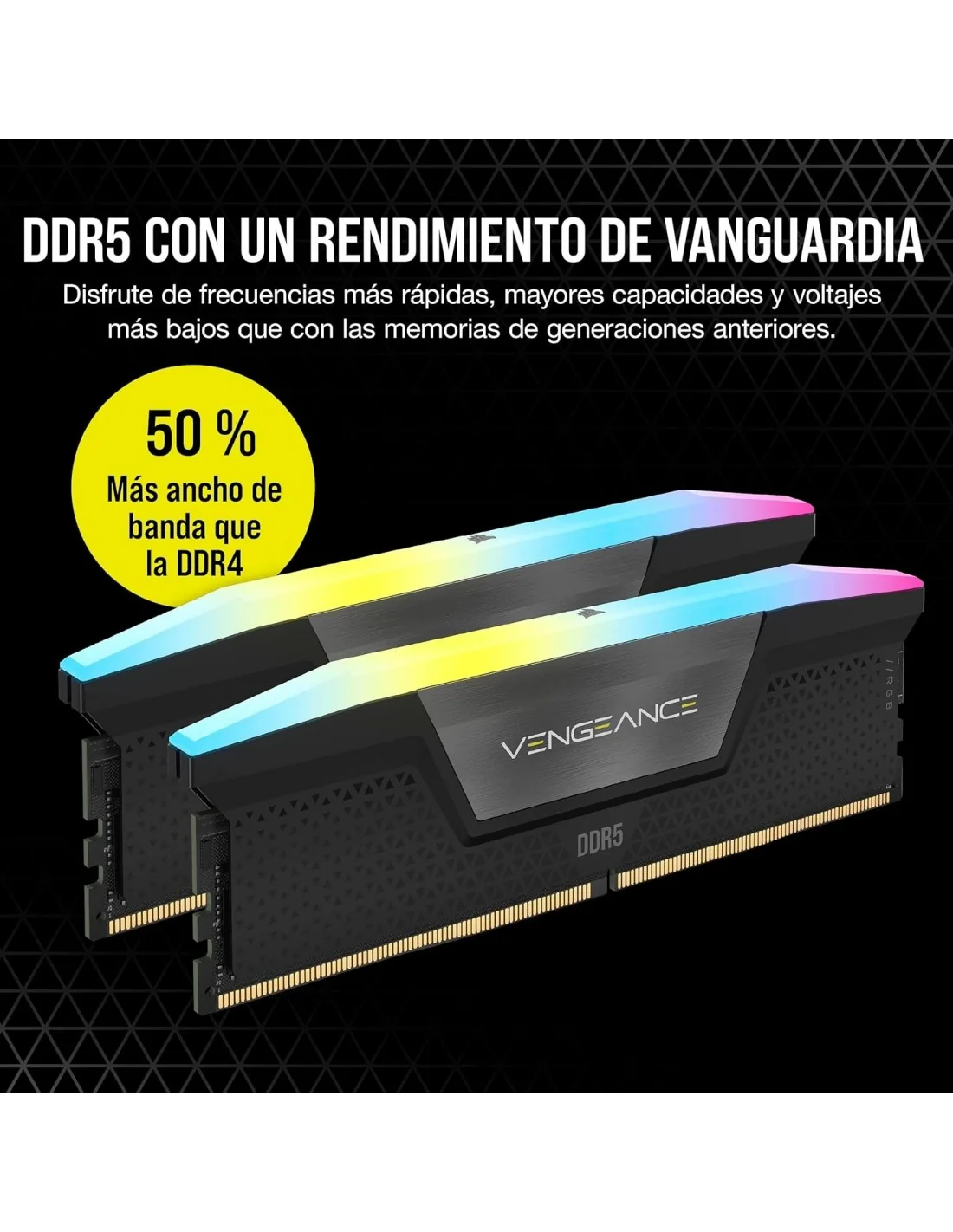 Corsair Vengeance RGB DDR5 6000MHz 32GB (2x16GB) CL30 Negra