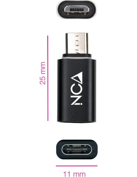 Nanocable 10.02.0014 Adaptador de Imagen microUSB a USB-C Negro