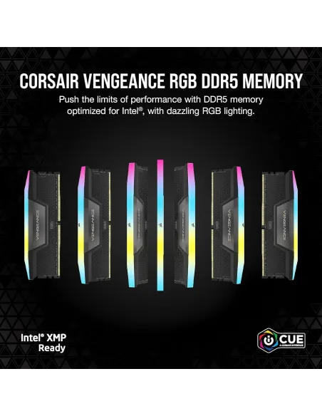 Corsair Vengeance RGB DDR5 6000MHz 32GB (2x16GB) CL30 Memoria Dual AMD EXPO e Intel XMP Gris