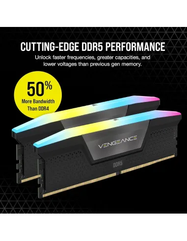 Corsair Vengeance RGB DDR5 6000MHz 32GB (2x16GB) CL30 Memoria Dual AMD EXPO e Intel XMP Gris