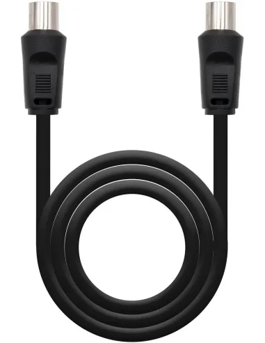 Nanocable 10.26.0202 Cable de Antena de TV 3C-2V 9.5 mm Macho a 9.5 mm Hembra 1.8m Negro
