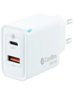 CoolBox COO-CUP-30CA Cargador USB-A/USB-C 30W Blanco-AATCAT0380
