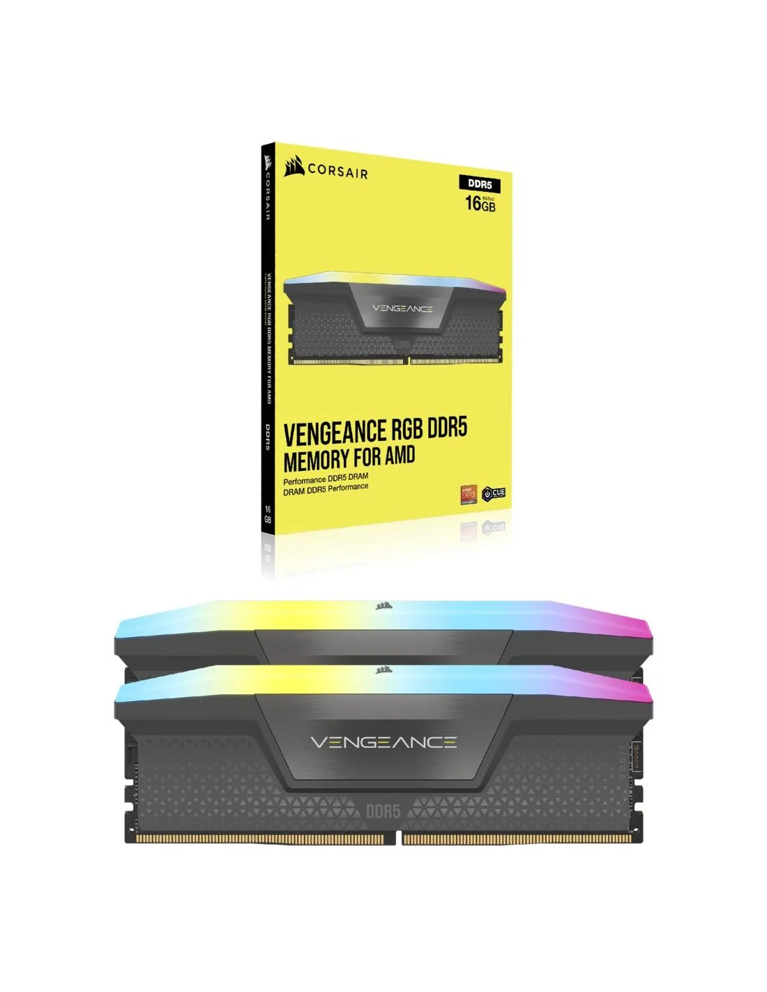 Corsair Vengeance RGB DDR5 5200MHz 64GB (2x32GB) CL40 Memoria Dual AMD EXPO e Intel XMP Gris