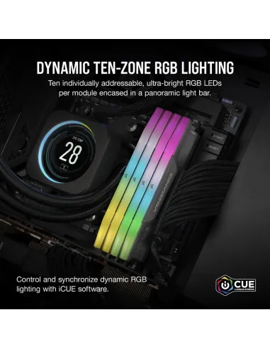 Corsair Vengeance RGB DDR5 5200MHz 64GB (2x32GB) CL40 Memoria Dual AMD EXPO e Intel XMP Gris