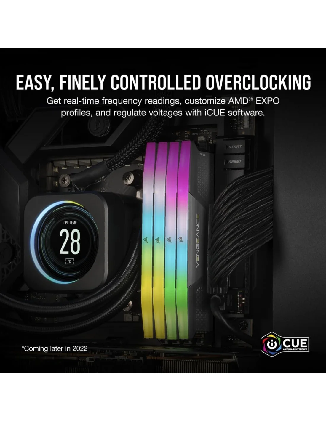 Corsair Vengeance RGB DDR5 5200MHz 64GB (2x32GB) CL40 Memoria Dual AMD EXPO e Intel XMP Gris