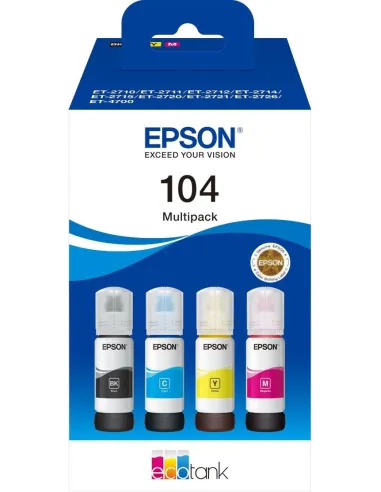 Epson 104 Botella de Tinta Negro/Cian/Amarillo/Magenta