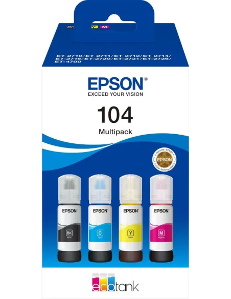 Epson 104 Botella de Tinta Negro/Cian/Amarillo/Magenta