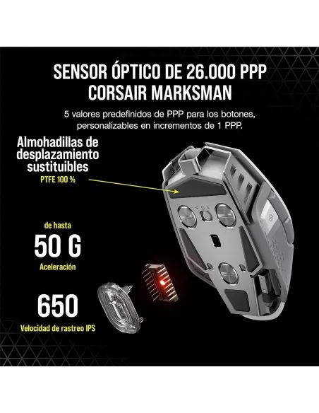 Corsair M65 RGB Ultra Wireless Ratón Gaming Inalámbrico 26000DPI Blanco