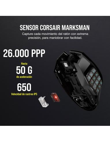 Corsair Scimitar Elite Wireless Ratón Óptico Gaming Inalámbrico MOBA/MMO 26000DPI