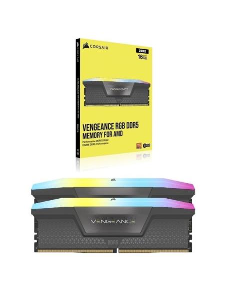 Corsair Vengeance RGB DDR5 6000MHz 32GB (2x16GB) CL30 Memoria Dual AMD EXPO e Intel XMP Gris