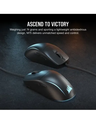 Corsair M75 RGB Ratón Gaming 26000 DPI Negro
