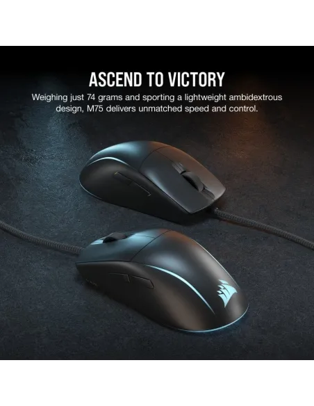 Corsair M75 RGB Ratón Gaming 26000 DPI Negro