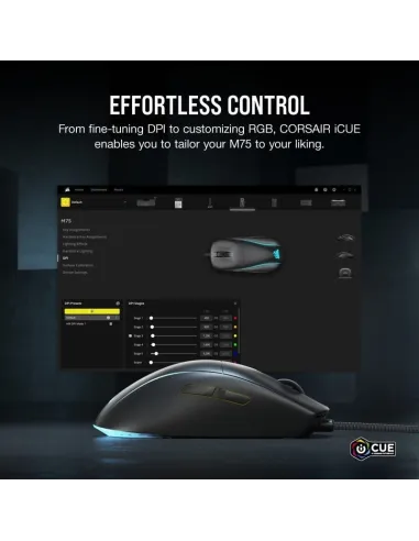 Corsair M75 RGB Ratón Gaming 26000 DPI Negro