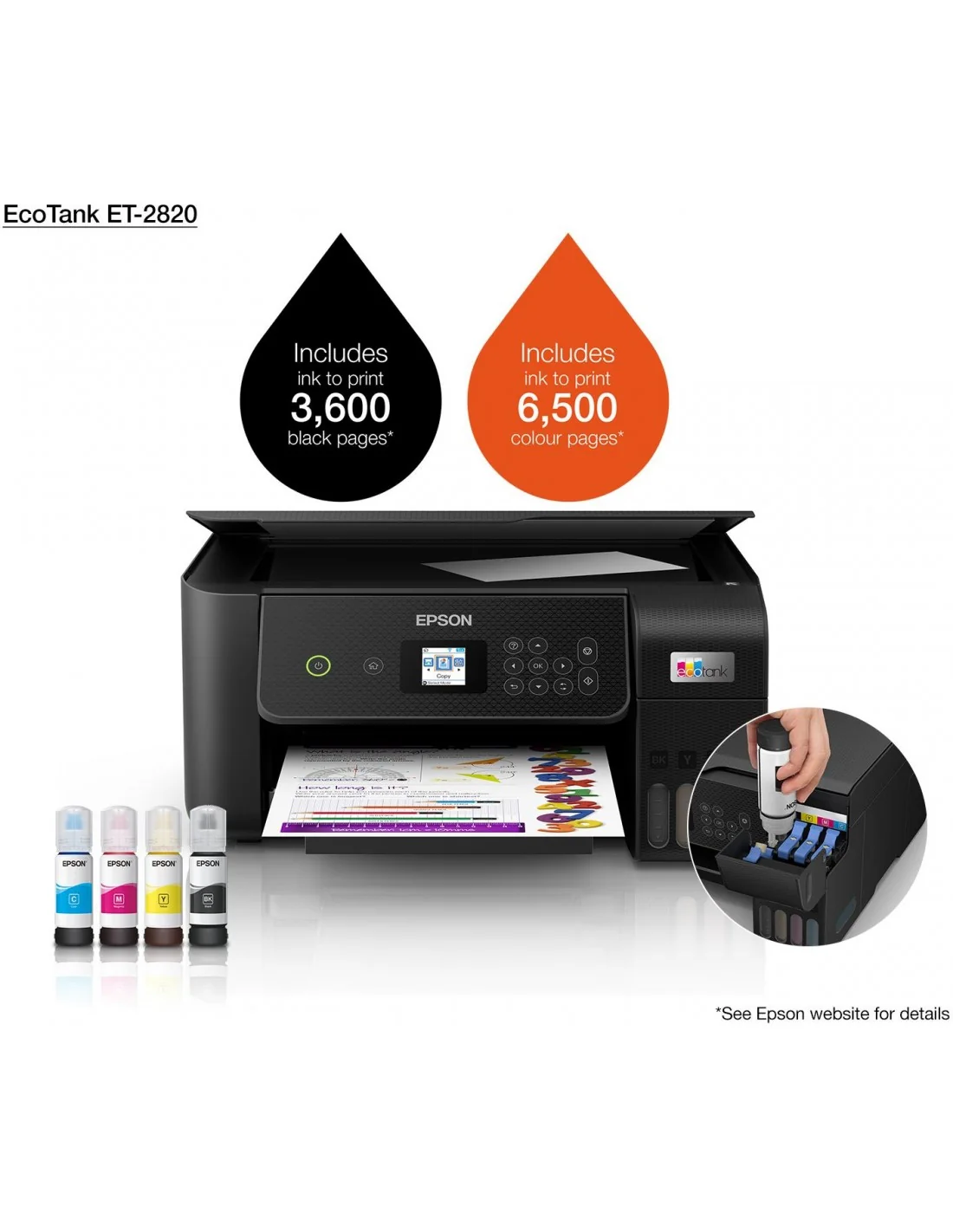 Epson EcoTank ET-2820 Impresora de Tinta Multifunción Color WiFi Negra