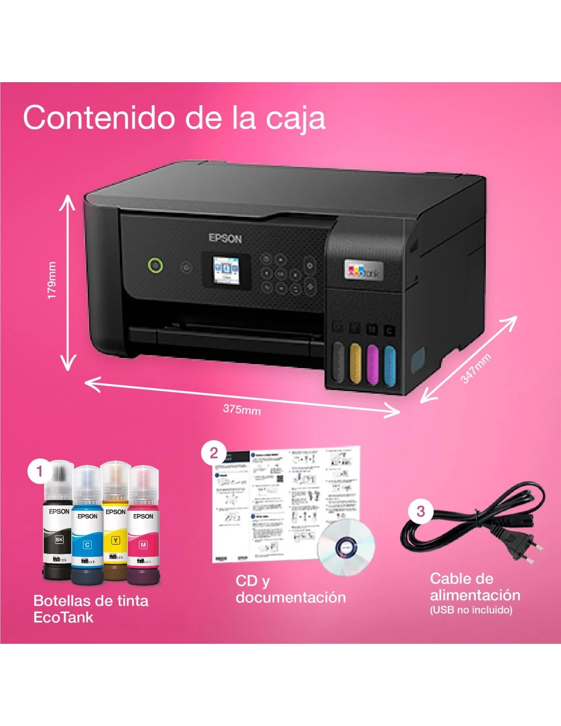 Epson EcoTank ET-2820 Impresora de Tinta Multifunción Color WiFi Negra