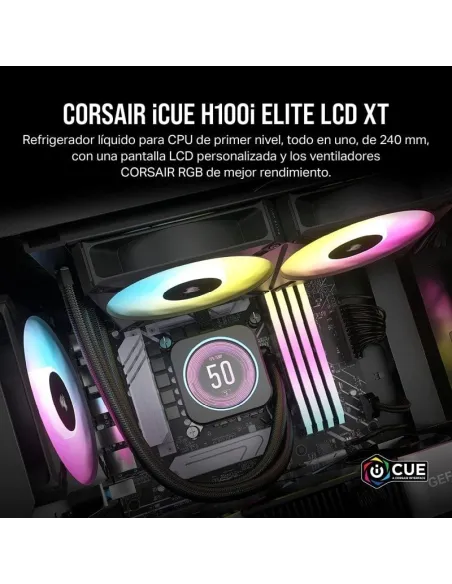 Corsair iCUE H100i ELITE LCD XT Kit de Refrigeración Líquida 240mm Negro