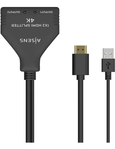 Aisens A123-0654 Splitter HDMI Macho a 2x HDMI Hembra 30 cm Negro