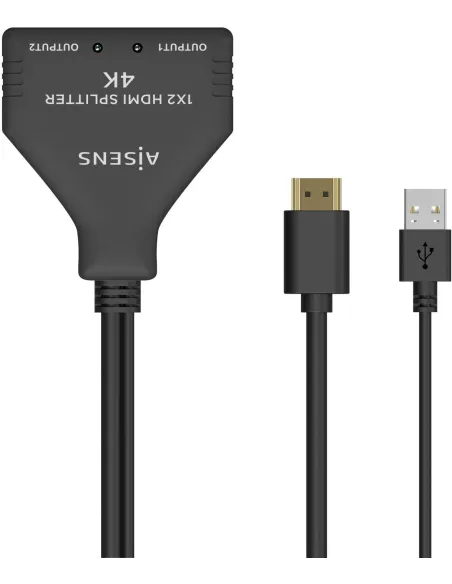 Aisens A123-0654 Splitter HDMI Macho a 2x HDMI Hembra 30 cm Negro