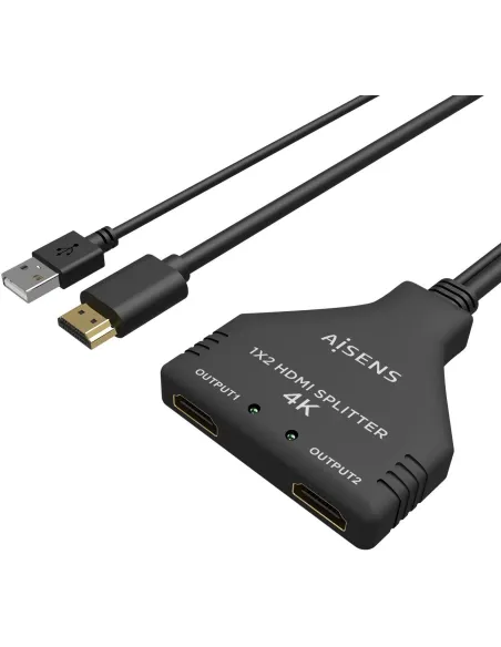 Aisens A123-0654 Splitter HDMI Macho a 2x HDMI Hembra 30 cm Negro