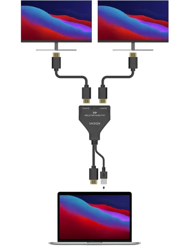 Aisens A123-0654 Splitter HDMI Macho a 2x HDMI Hembra 30 cm Negro