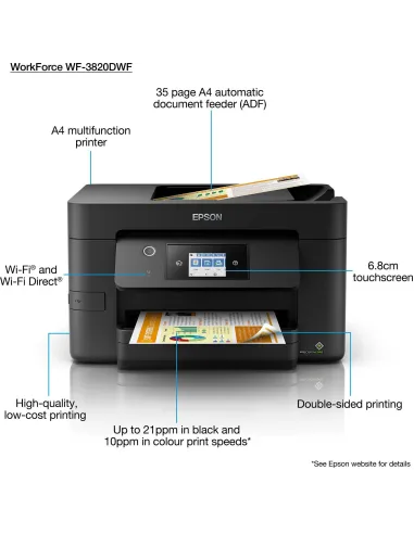 Epson WorkForce Pro WF-3820DWF Impresora de Tinta Multifunción Color WiFi Negra