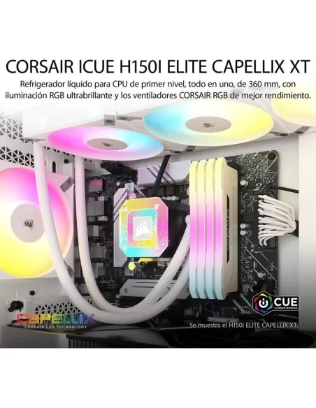 Corsair iCUE H150i ELITE CAPELLIX XT Kit de Refrigeración Líquida 360mm Blanco