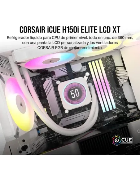 Corsair iCUE H150i ELITE LCD XT Kit de Refrigeración Líquida 360mm Blanco