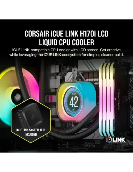 Corsair iCUE LINK H170i LCD Kit de Refrigeración Líquida 420mm Negro