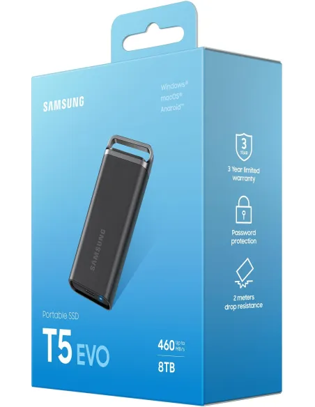 Samsung T5 EVO SSD 8TB Externo USB-C Negro