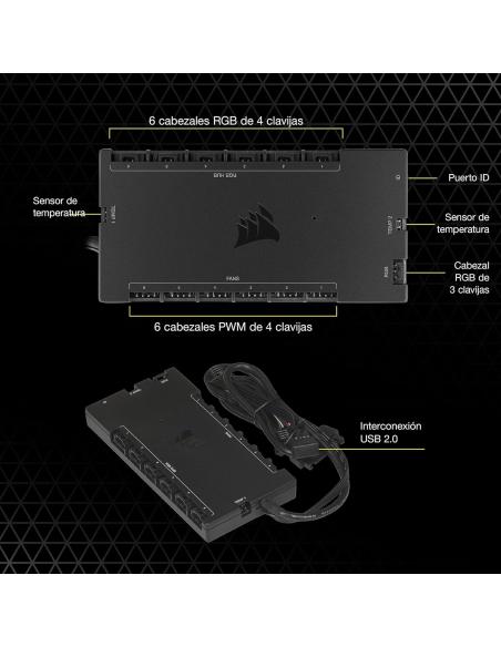 Corsair iCUE COMMANDER CORE XT Controlador Digital de Iluminación RGB y Velocidad de Ventiladores