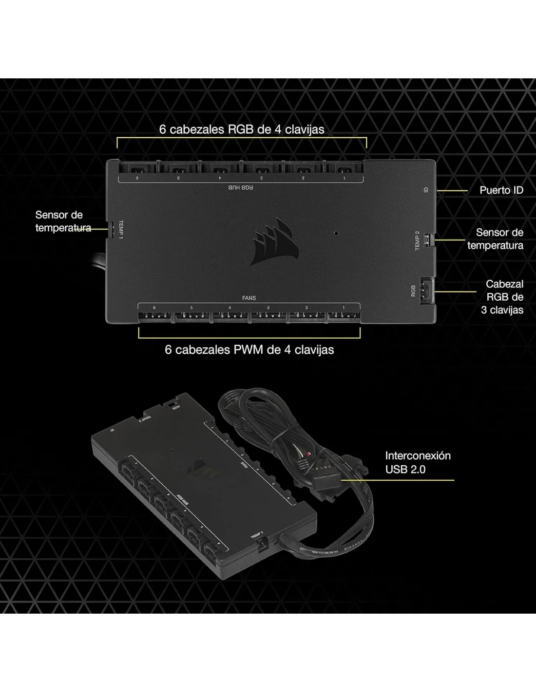 Corsair iCUE COMMANDER CORE XT Controlador Digital de Iluminación RGB y Velocidad de Ventiladores