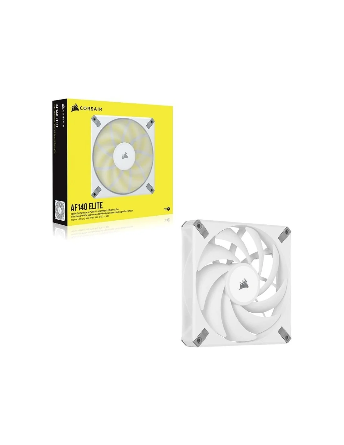 Corsair AF140 Elite 140 mm PWM Ventilador con Rodamiento Dinámico Líquido 140mm Blanco