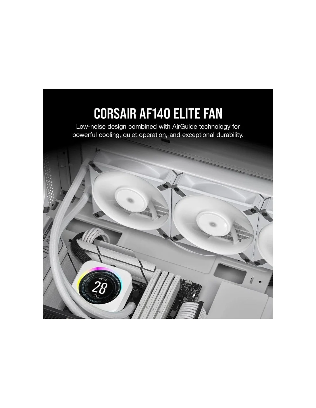 Corsair AF140 Elite 140 mm PWM Ventilador con Rodamiento Dinámico Líquido 140mm Blanco