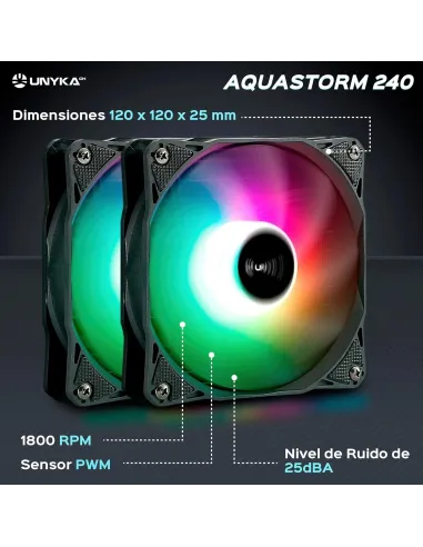 Unyka Aquastorm 240 ARGB Kit de Refrigeración Líquida 240mm Negro