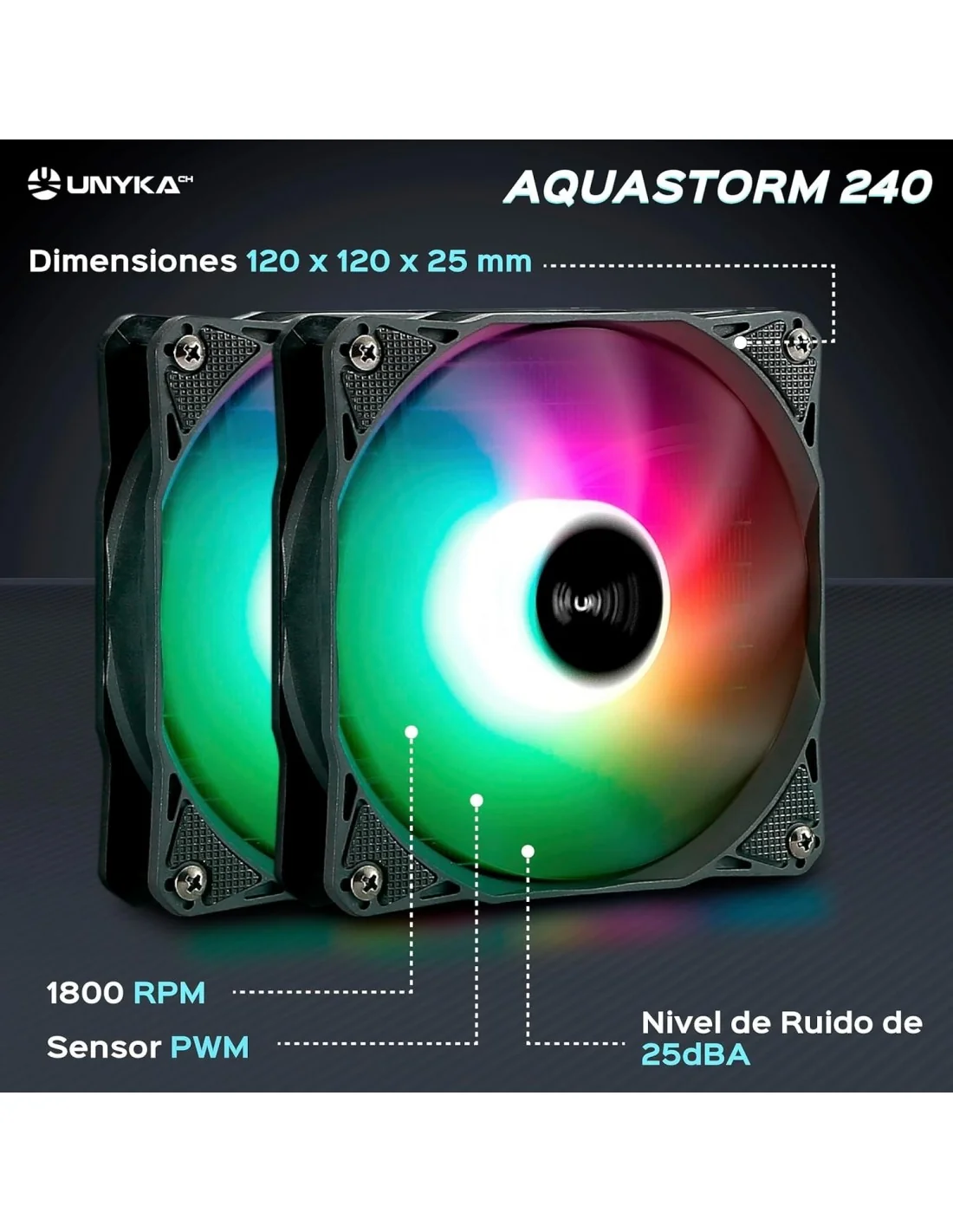 Unyka Aquastorm 240 ARGB Kit de Refrigeración Líquida 240mm Negro