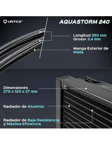 Unyka Aquastorm 240 ARGB Kit de Refrigeración Líquida 240mm Negro