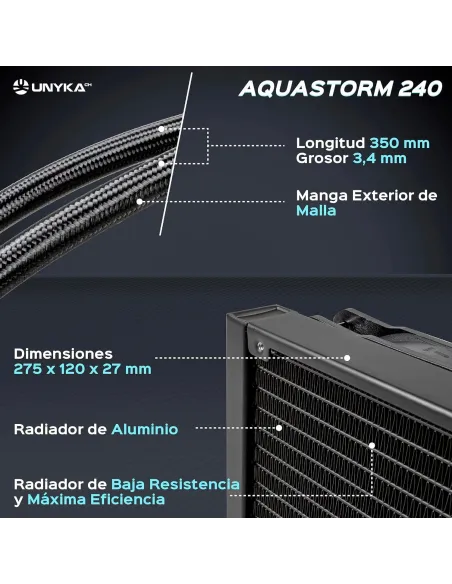 Unyka Aquastorm 240 ARGB Kit de Refrigeración Líquida 240mm Negro