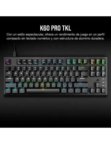 Corsair K60 PRO TKL RGB Teclado Optomecánico Gaming Negro