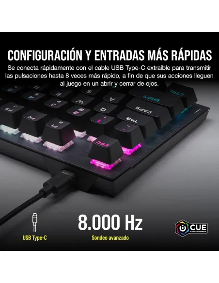 Corsair K60 PRO TKL RGB Teclado Optomecánico Gaming Negro
