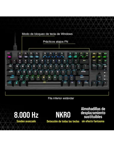 Corsair K60 PRO TKL RGB Teclado Optomecánico Gaming Negro